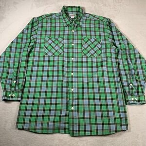 Carhartt Shirt Mens XL Green Plaid‎ Button Up Workwear Western Pockets Casual